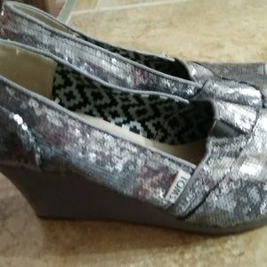Toms Sequin Wedge Shoes